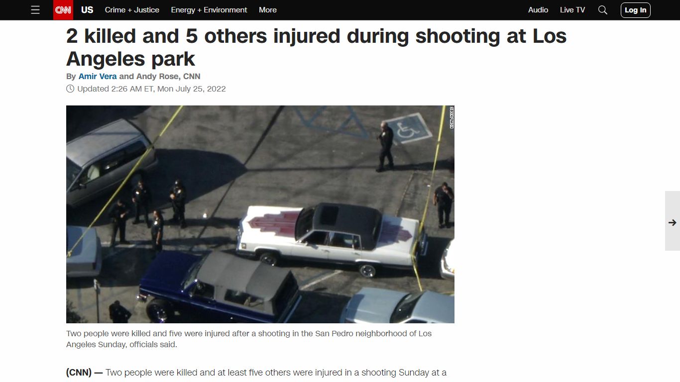 2 killed and 5 others injured during shooting at Los Angeles park